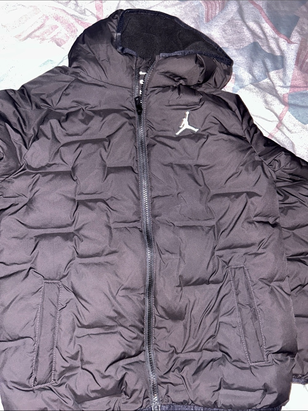 Jordan Black Quilted Puffer Jacket with Hood